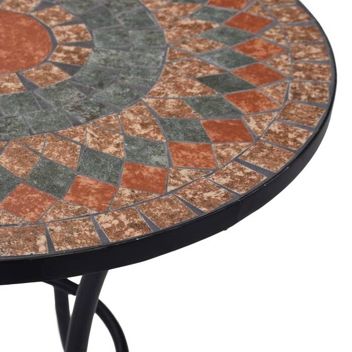 FaFurn - Outdoor Mosaic Round Bistro Table in Gray/Orange