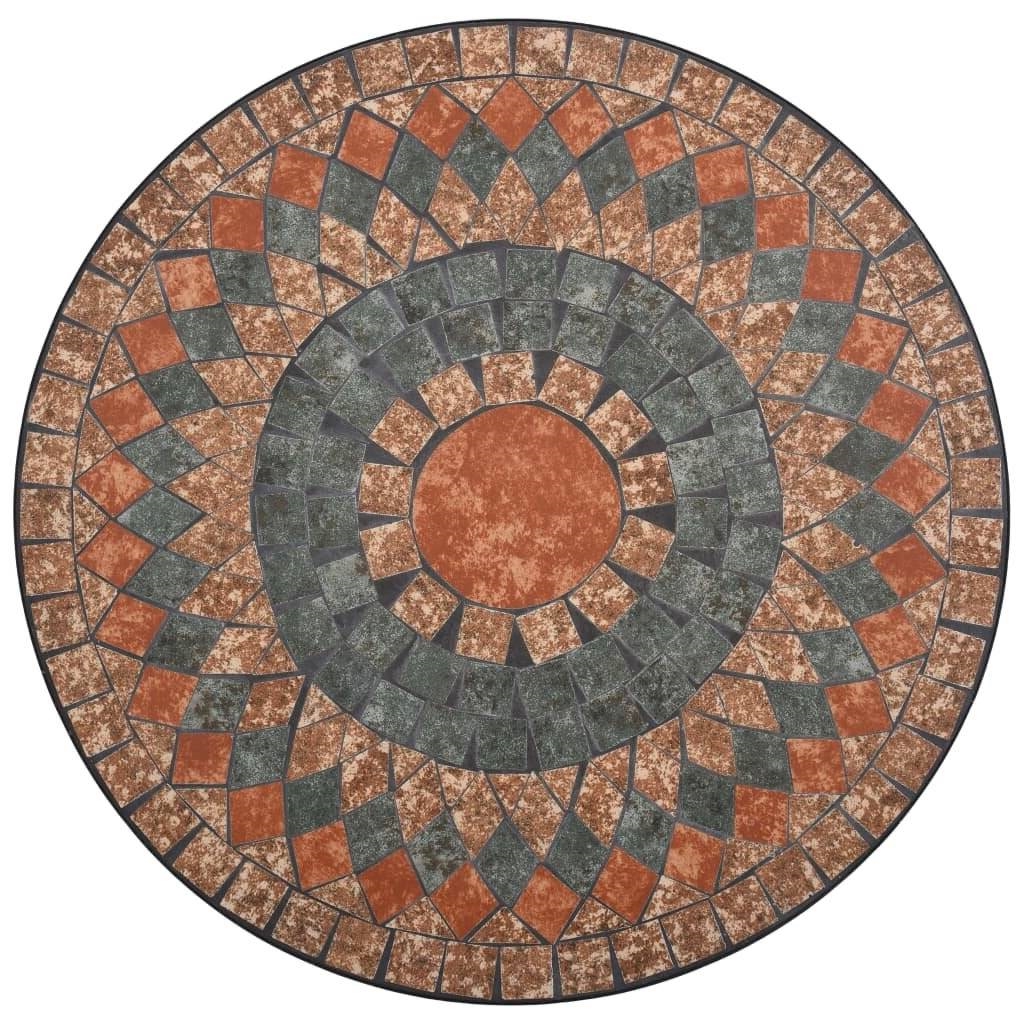 FaFurn - Outdoor Mosaic Round Bistro Table in Gray/Orange