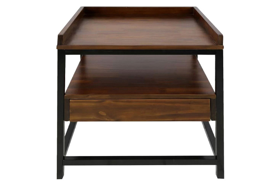 FaFurn - Modern Solid Wood 1-Drawer End Table Nightstand in Mocha Brown and Black Finish