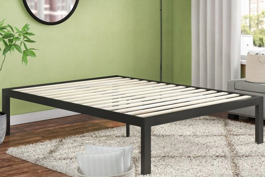 FaFurn - Easy Assemble Metal Platform Bed Frame Wooden Slats