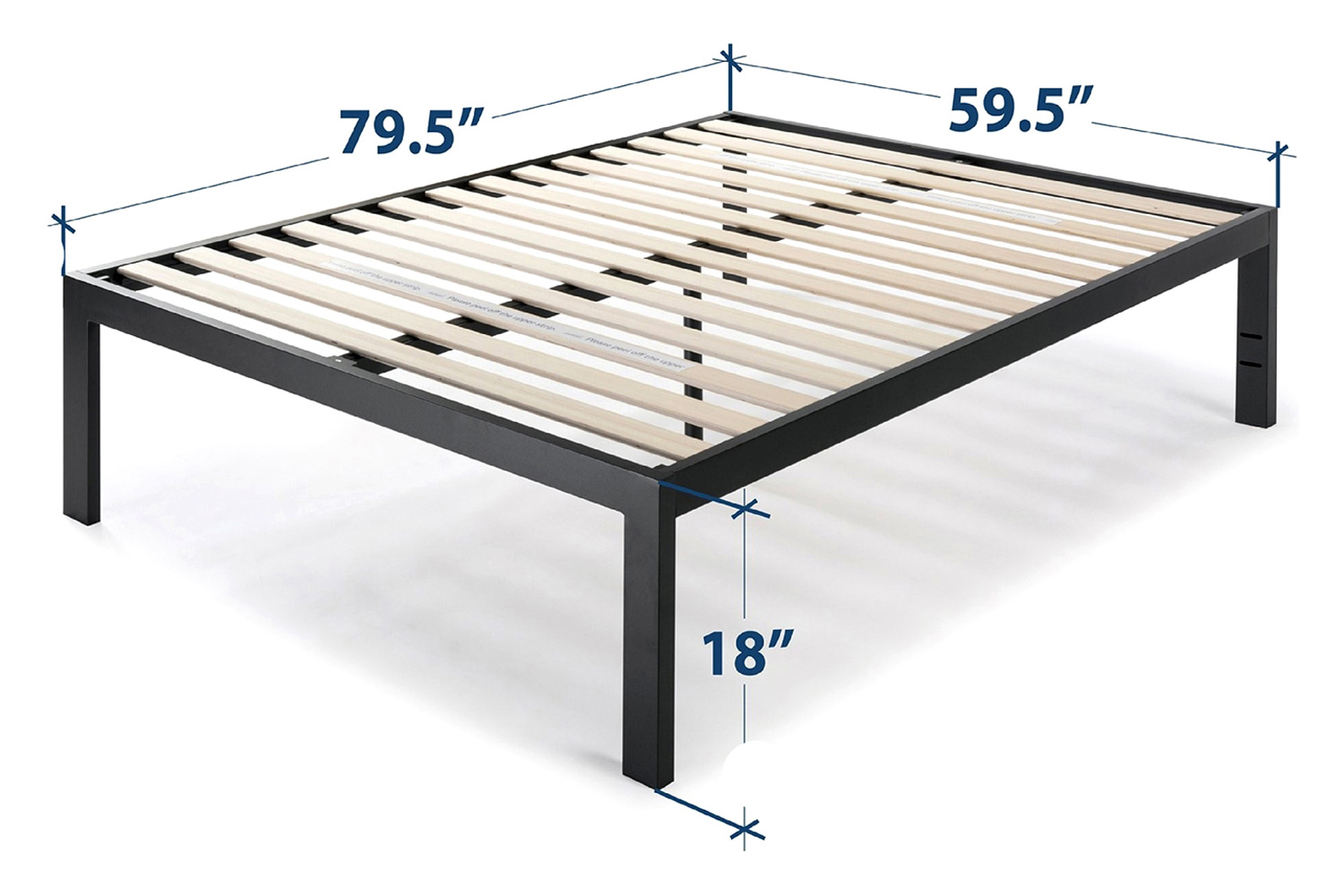 FaFurn 18-Inch Easy Assemble Metal Platform Bed Frame Wooden Slats - Queen Size