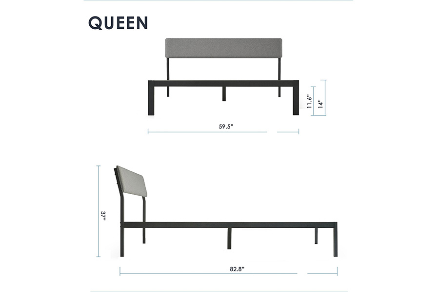 FaFurn Soft Fabric Metal Headboard Platform Bed Wooden Slats - Queen Size