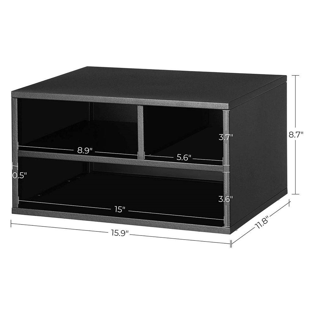 FaFurn - Modern Printer Stand with 2-Shelves in Black, Metal