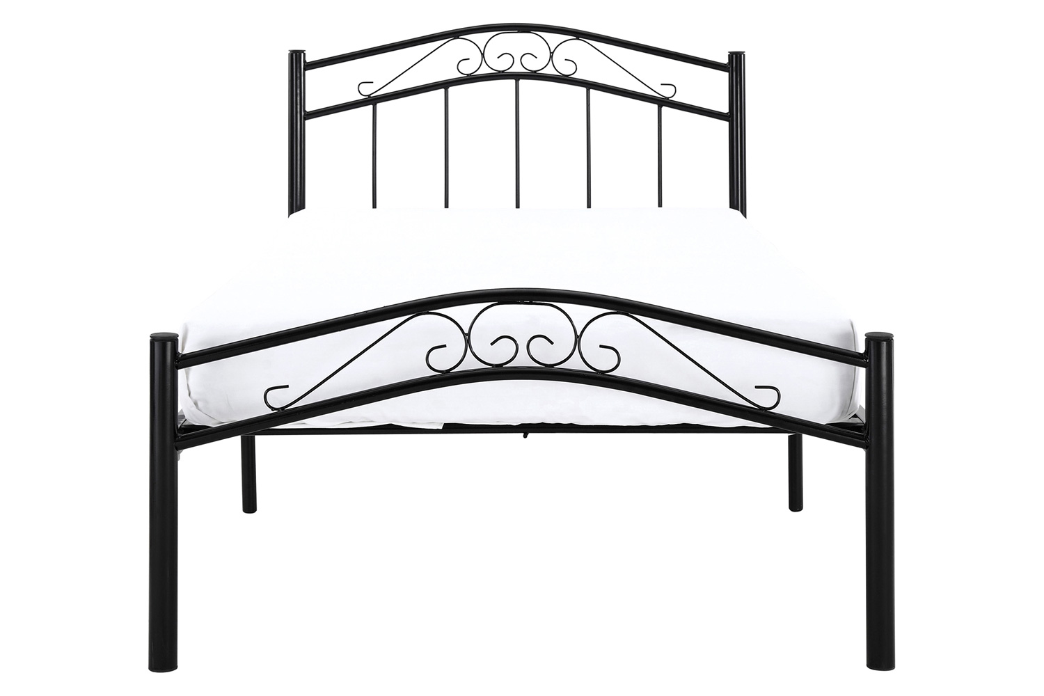 FaFurn - Twin Size Black Metal Platform Bed with Headboard and Footboard