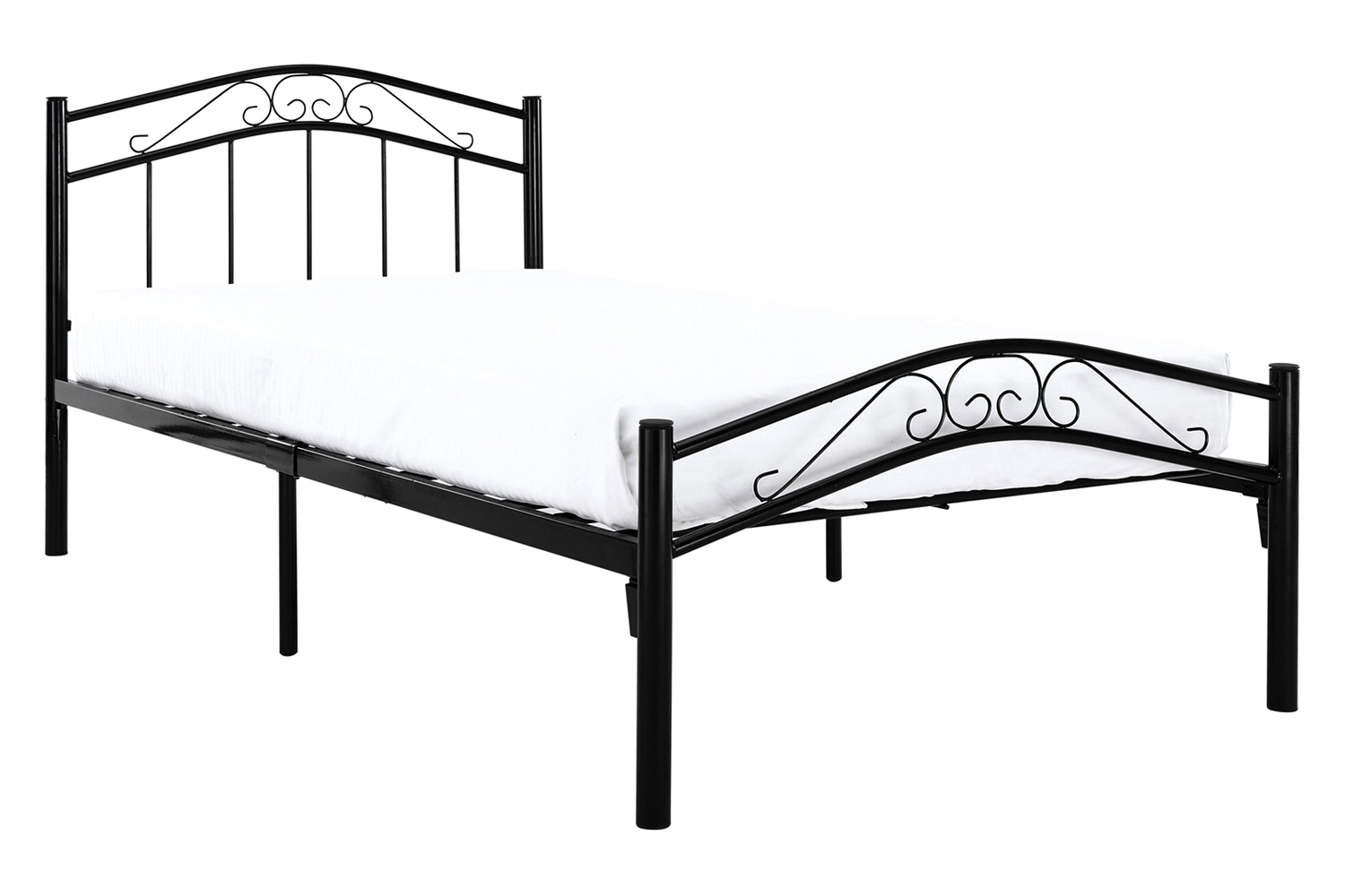 FaFurn - Twin Size Black Metal Platform Bed with Headboard and Footboard