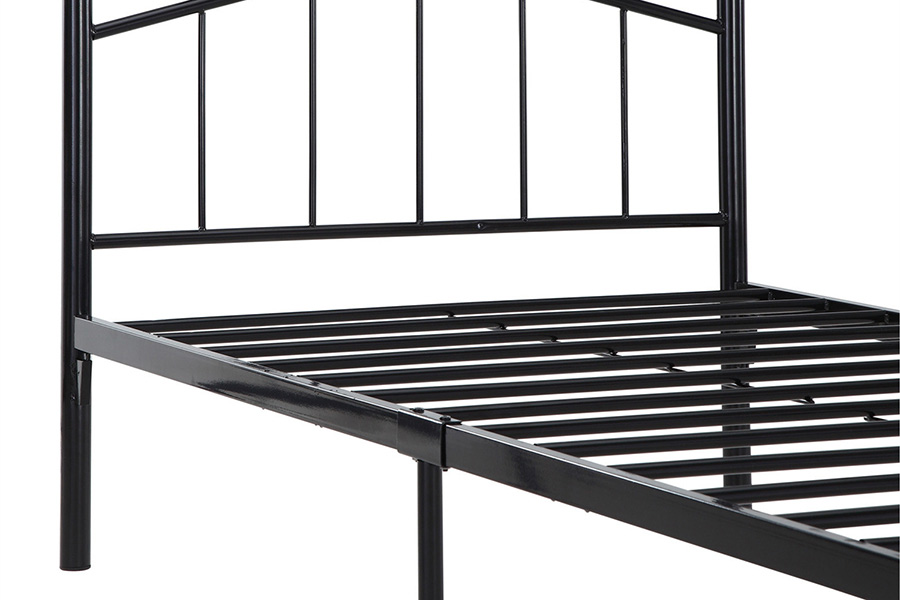 FaFurn - Twin Size Black Metal Platform Bed with Headboard and Footboard