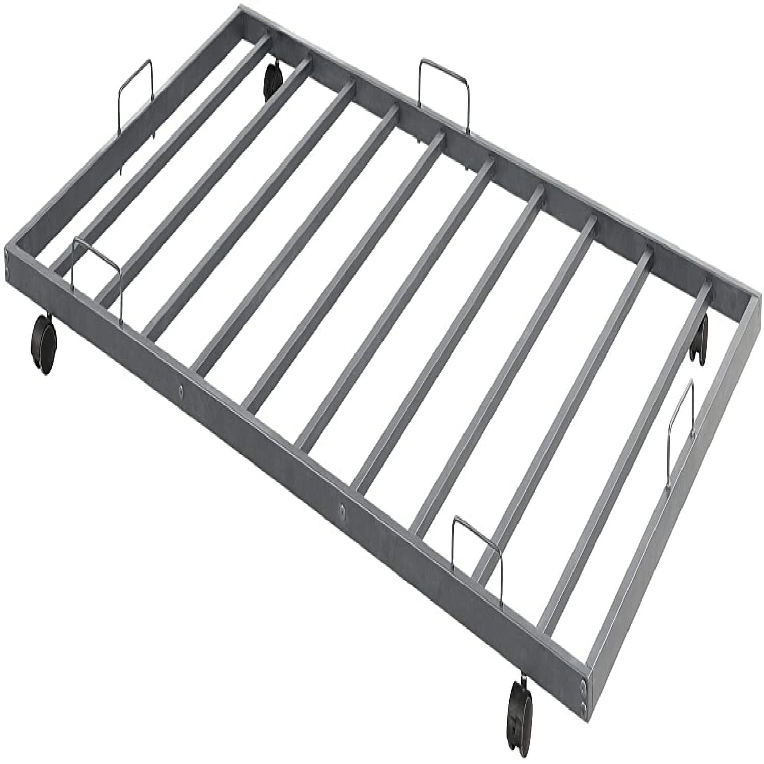 FaFurn - Twin Size Bunk Bed with Roll-Out Trundle Bed Frame in Silver, Metal