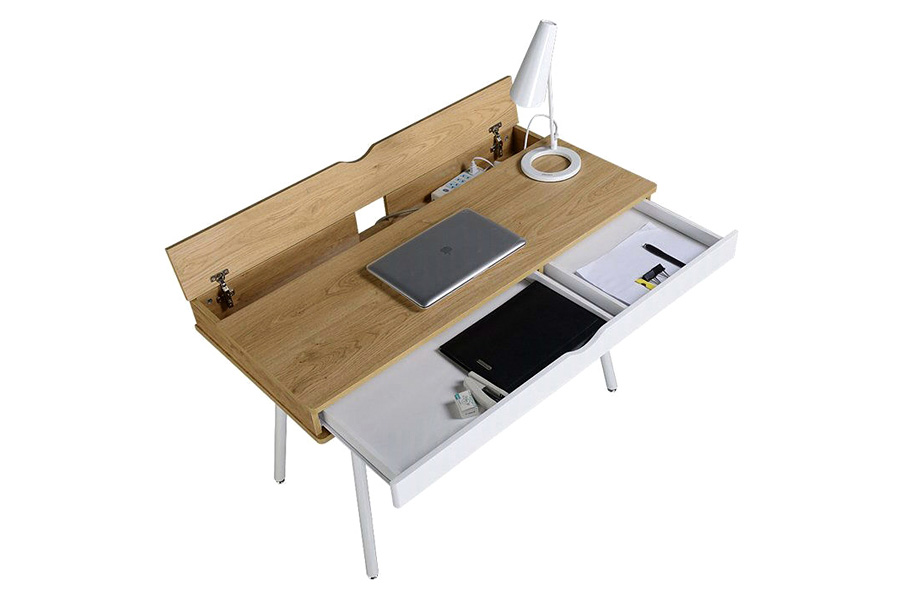 FaFurn - Modern Heavy Duty Laptop Computer Desk with Storage Drawer in Pine Wood Finish