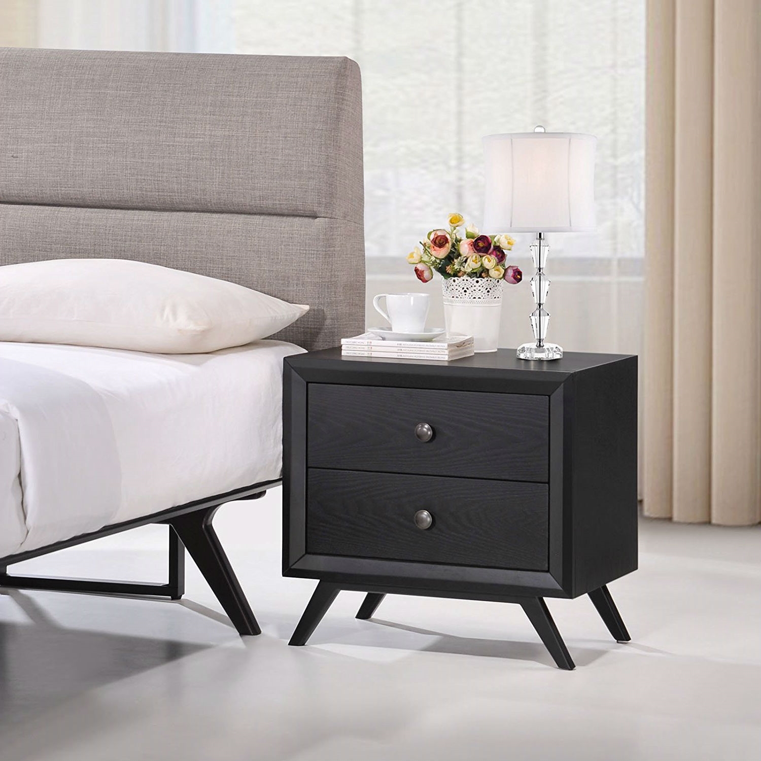 FaFurn - Modern Nightstand in Black, Wood