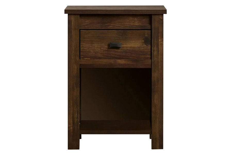 FaFurn Farmhouse 1-Drawer Bedroom Nightstand with Open Shelf - Rustic Pine