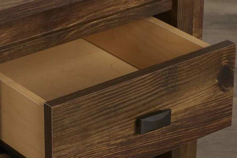 FaFurn Farmhouse 1-Drawer Bedroom Nightstand with Open Shelf - Rustic Pine