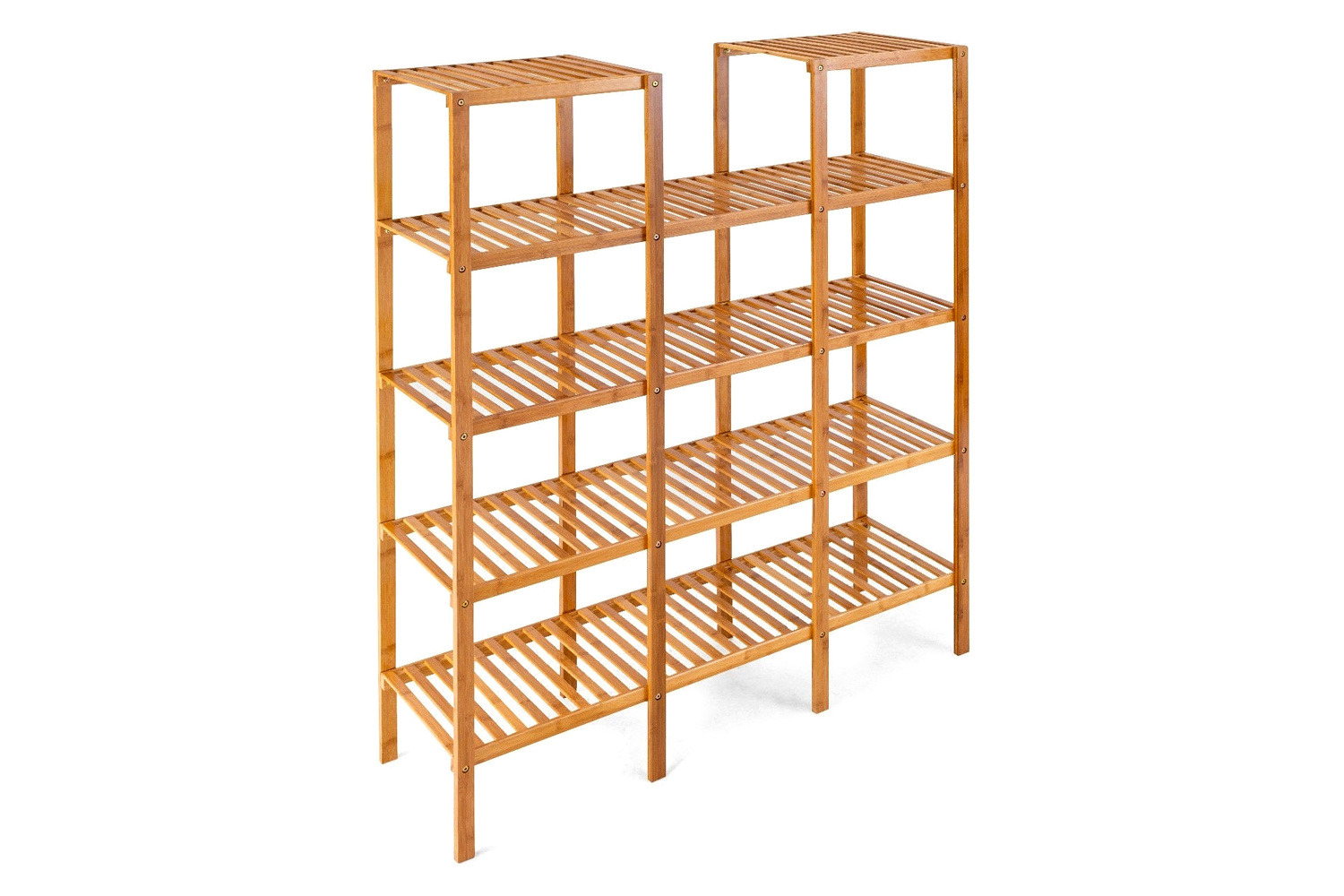 FaFurn - Bamboo Wood 4-Shelf Bookcase Plant Stand Shelving Unit