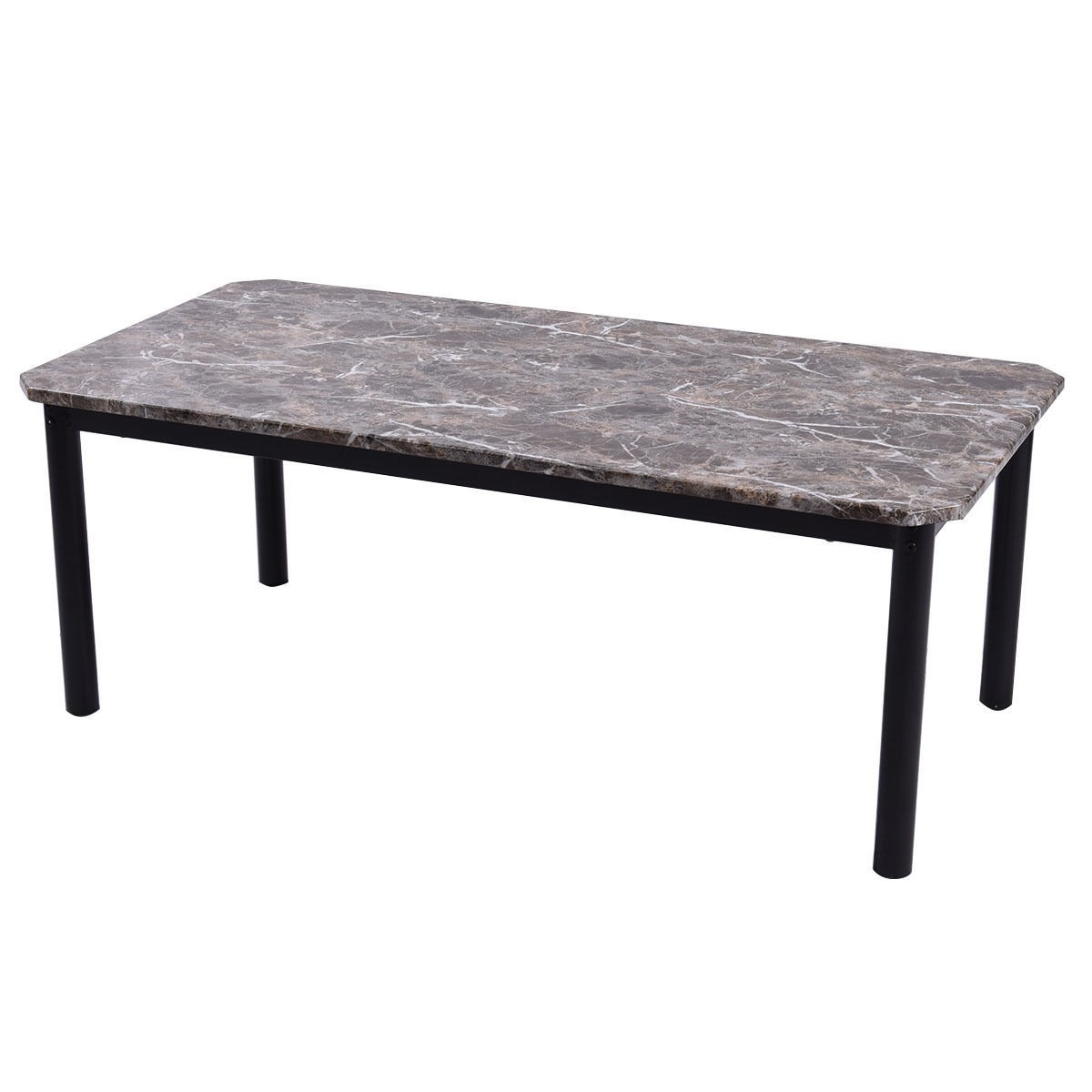 FaFurn - 3-Piece Coffee Table and End Table Set with Faux Marble Top in Marble