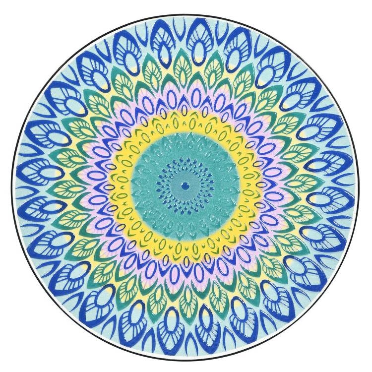 FaFurn - Outdoor Mosaic Round Bistro Table in Blue/Yellow/Green