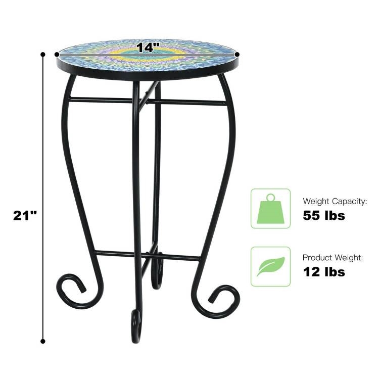 FaFurn - Outdoor Mosaic Round Bistro Table in Blue/Yellow/Green