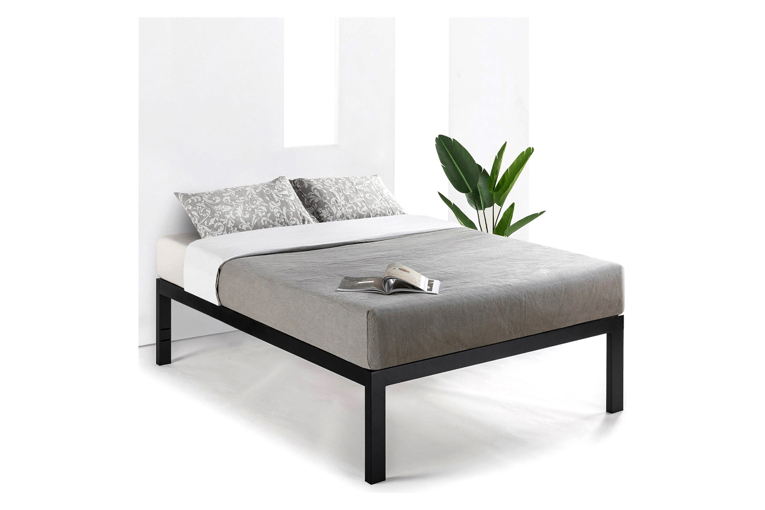 FaFurn - Easy Assemble Metal Platform Bed Frame Wooden Slats