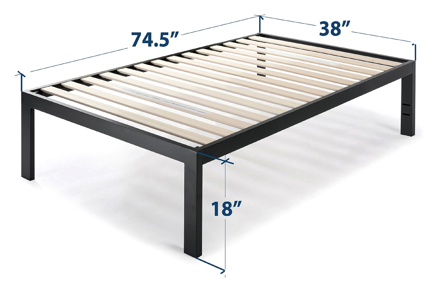 FaFurn 18-Inch Easy Assemble Metal Platform Bed Frame Wooden Slats - Twin Size