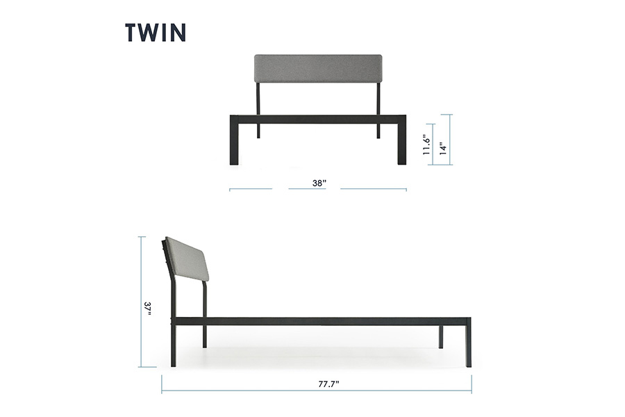 FaFurn Soft Fabric Metal Headboard Platform Bed Wooden Slats - Twin Size