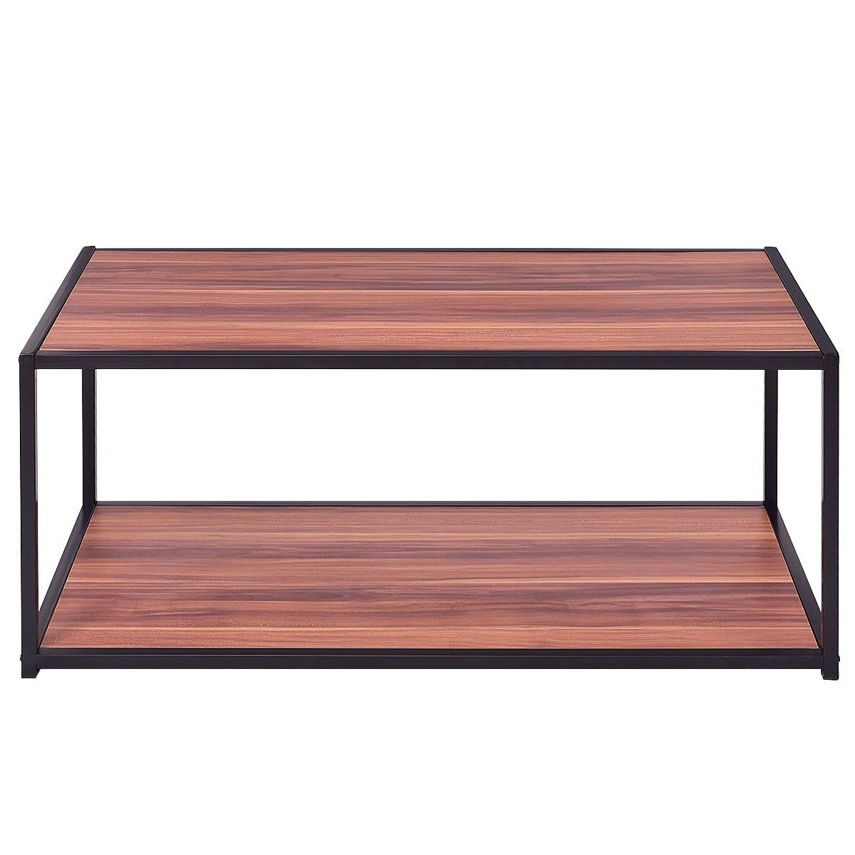 FaFurn™ Modern Coffee Table with Bottom Shelf - Walnut/Brown, Wood