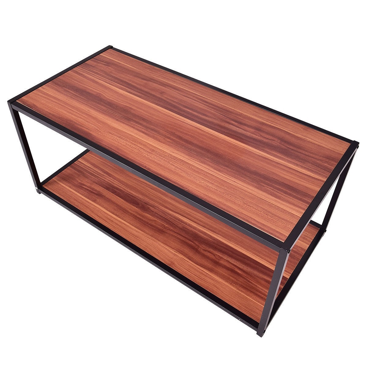 FaFurn™ Modern Coffee Table with Bottom Shelf - Walnut/Brown, Wood