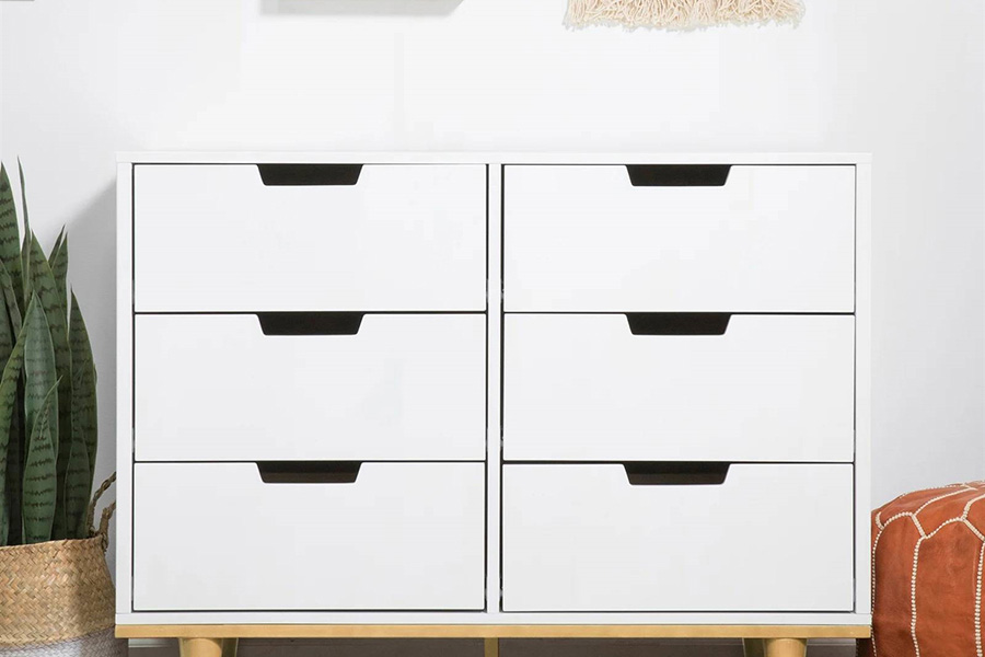 FaFurn - Modern Mid-Century Style 6-Drawer Double Dresser in Wood Finish