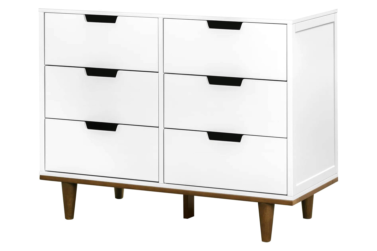 FaFurn - Modern Mid-Century Style 6-Drawer Double Dresser in Wood Finish