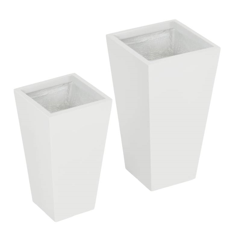 FaFurn Set of 2 Modern Lightweight Flower Pot Planters - White