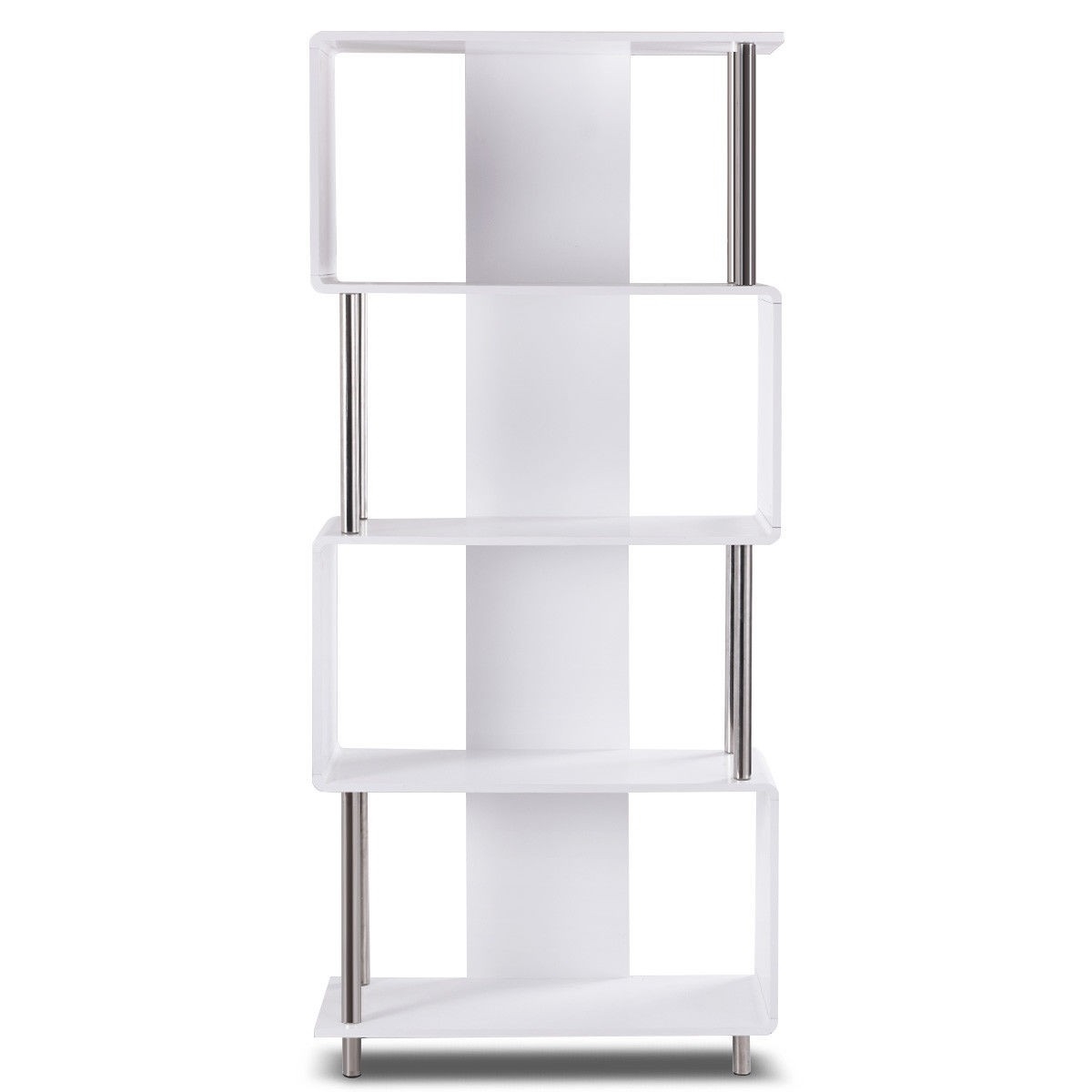 FaFurn Modern 4-Shelf Bookcase - White, Wood