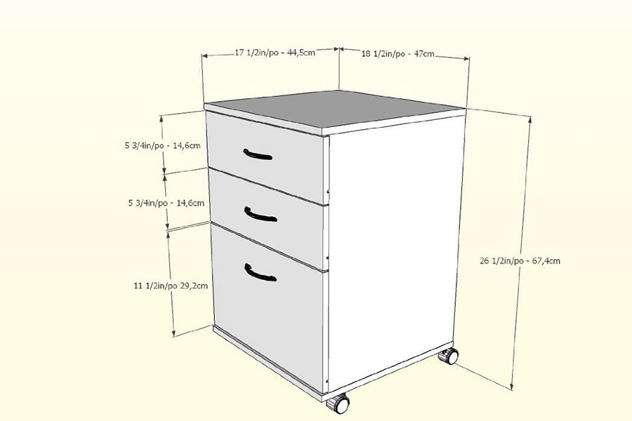 FaFurn - Contemporary 3-Drawer Mobile Filing Cabinet in Natural Maple Finish