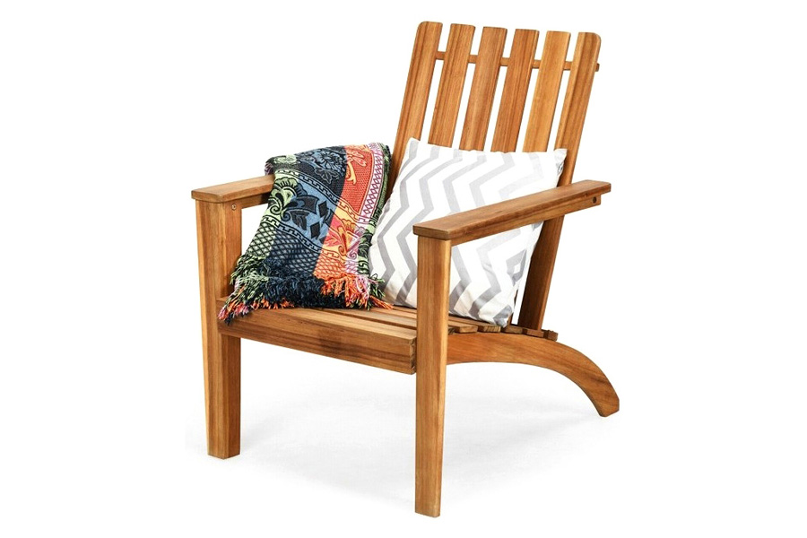 FaFurn Indoor/Outdoor Acacia Wood Adirondack Lounge Armchair - Natural