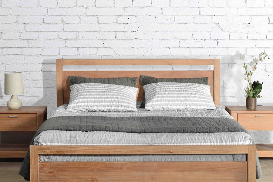 FaFurn Farmhouse Traditional Rustic Platform Bed - Acacia, Queen Size