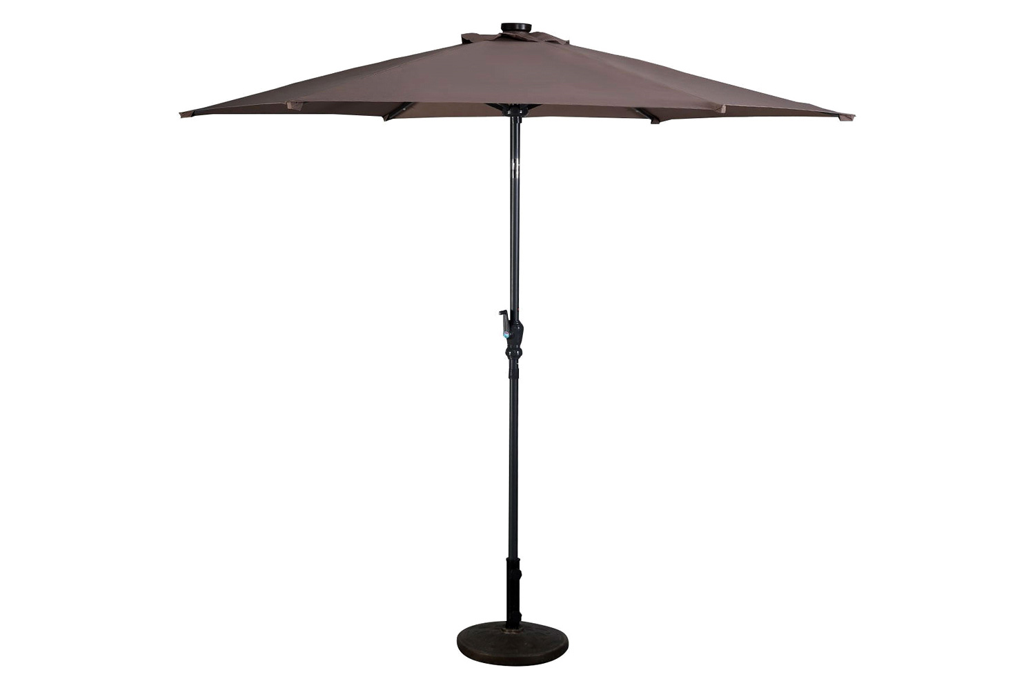 FaFurn - Tan 9-Ft Patio Umbrella with Steel Pole Crank Tilt and Solar Led Lights