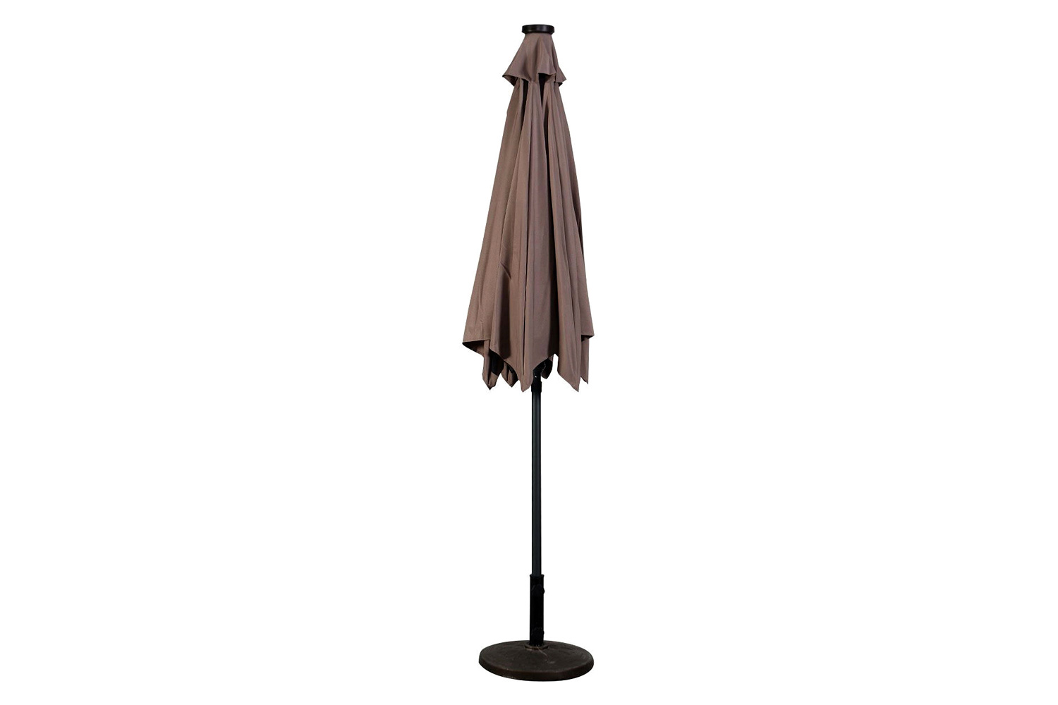 FaFurn - Tan 9-Ft Patio Umbrella with Steel Pole Crank Tilt and Solar Led Lights