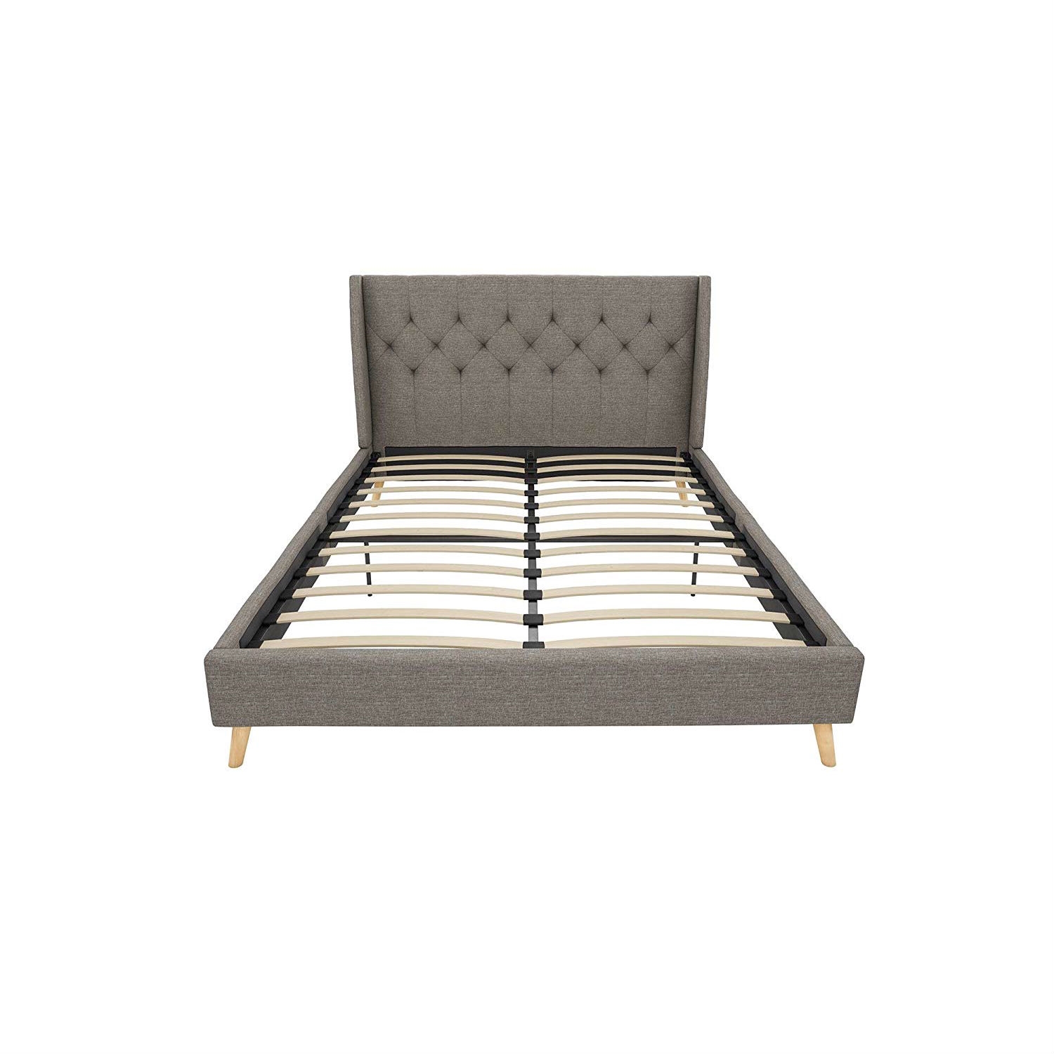 FaFurn Full Size Platform Bed Frame with Wingback Headboard - Gray