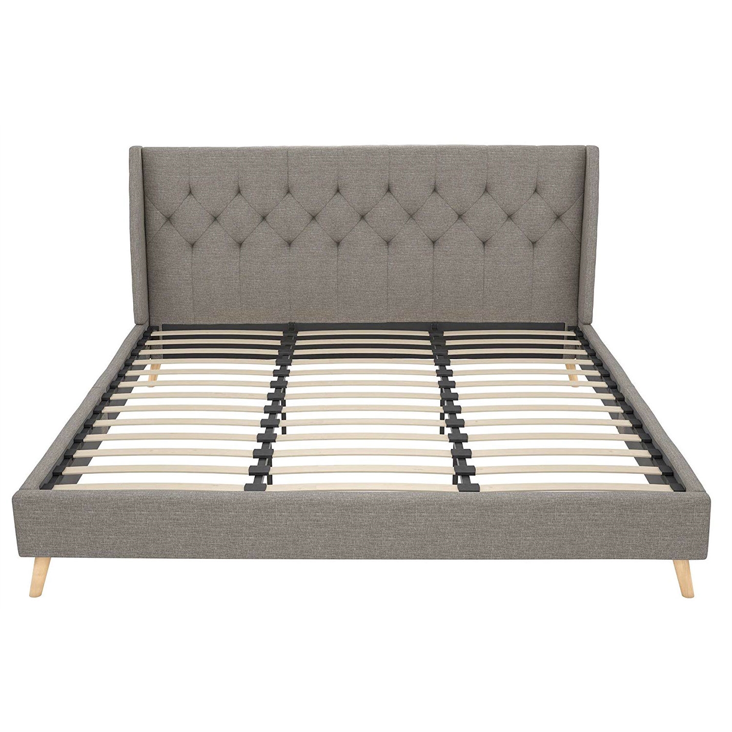 FaFurn - Platform Bed Frame (graylinenwingbackplbed1234)