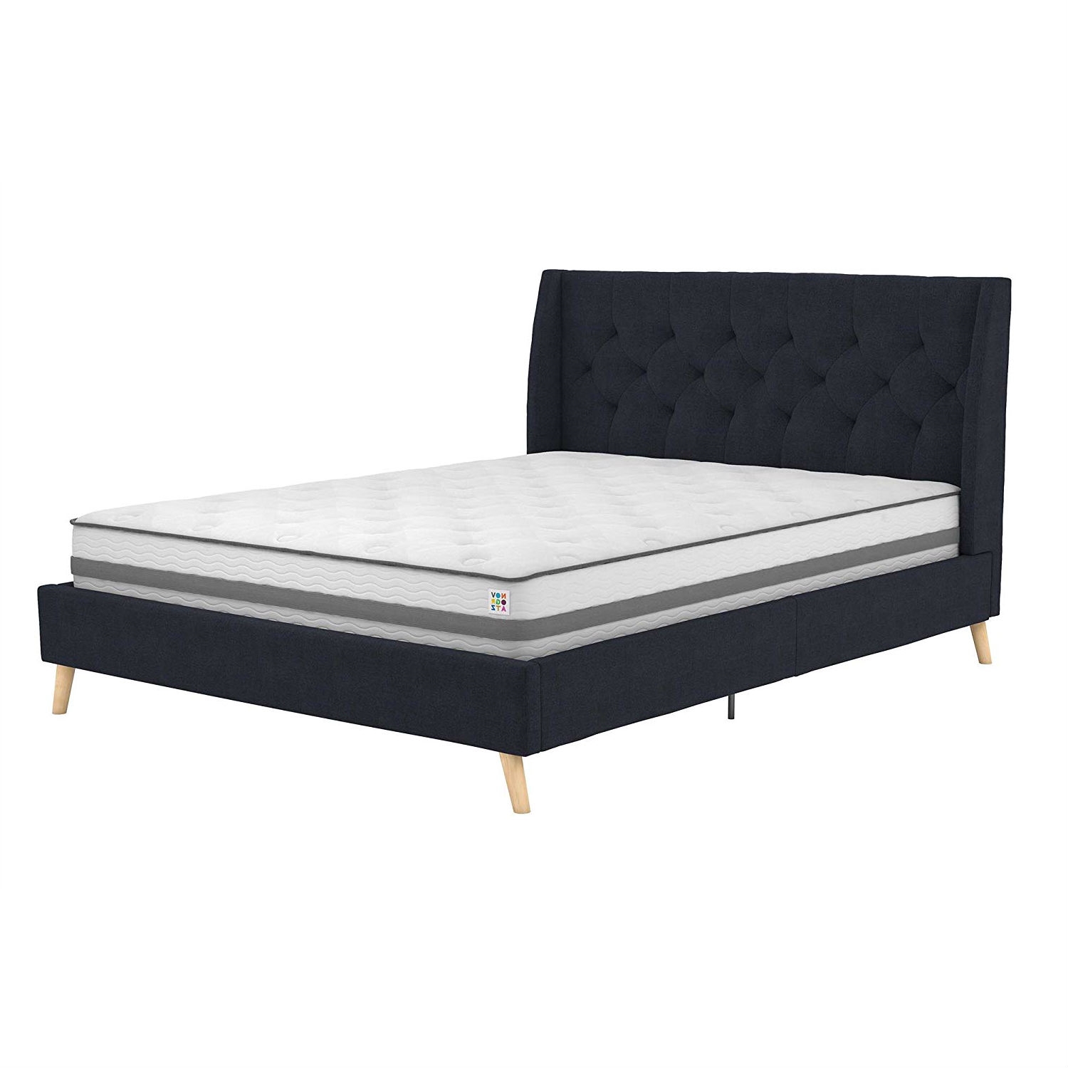 FaFurn Full Size Platform Bed Frame - Navy Blue