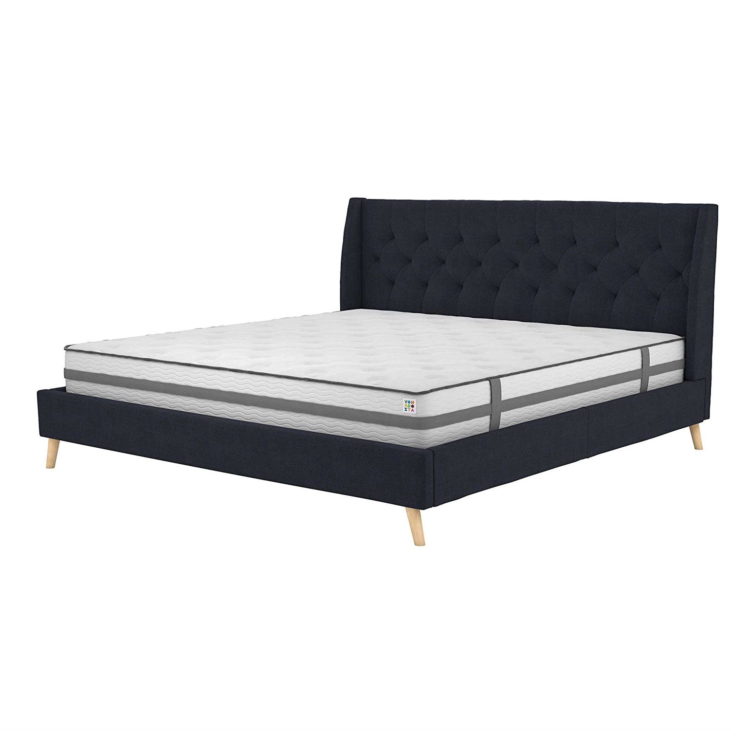 FaFurn King Size Platform Bed Frame - Navy Blue