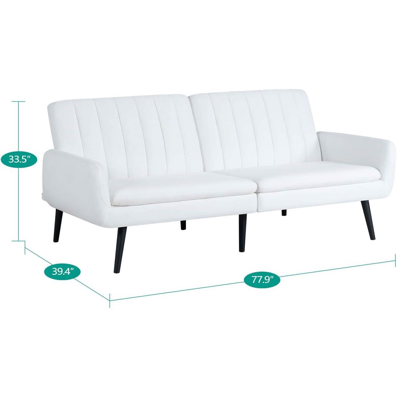 FaFurn - Modern Sofa-Bed in White, Linen/Fabric