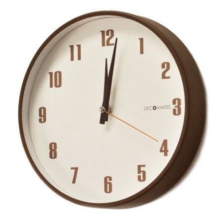 FaFurn - Retro Non-Ticking Wall Clock in Brown/White