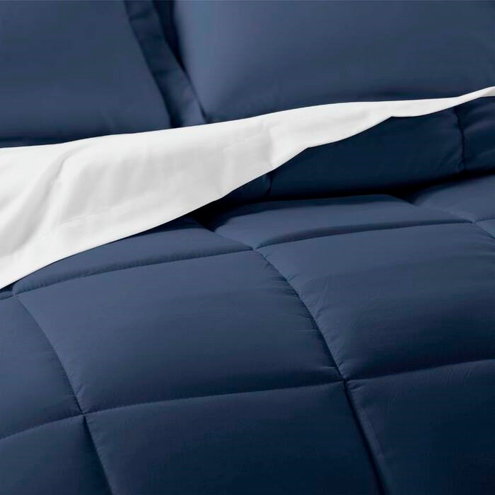 FaFurn California King Size 6-Piece Reversible Comforter Set - Navy, Microfiber