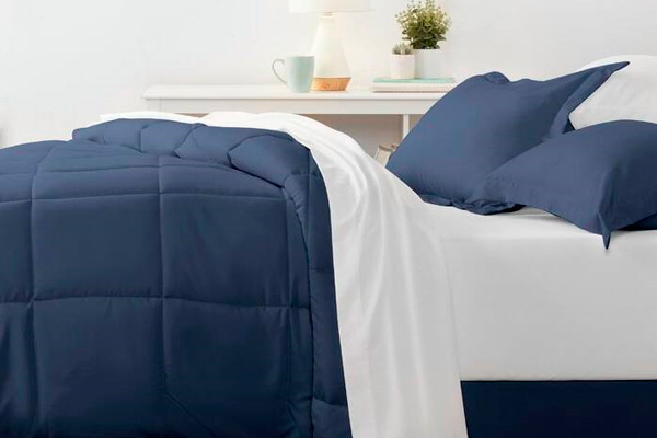 FaFurn Full Size 6-Piece Reversible Comforter Set - Navy, Microfiber