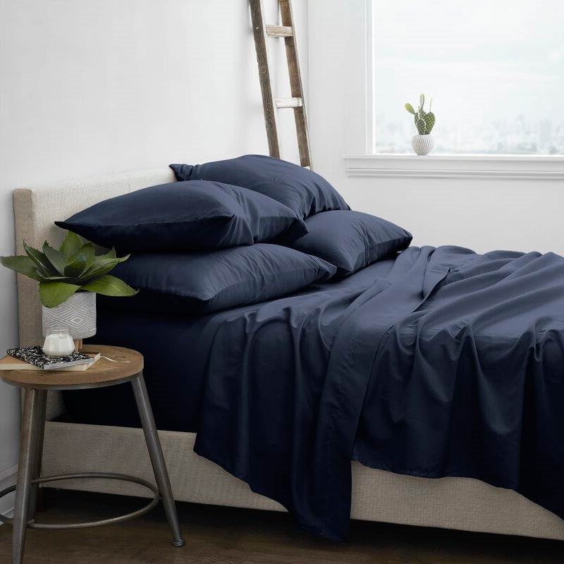 FaFurn 6-Piece King Size Resistant Sheet Set - Navy Blue, Microfiber/Polyester