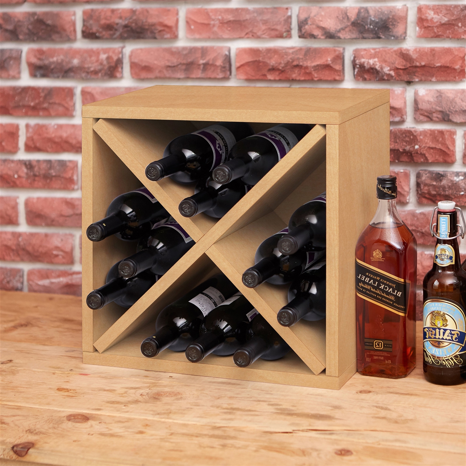 FaFurn™ Stackable 12 Bottle Wine Rack - Natural