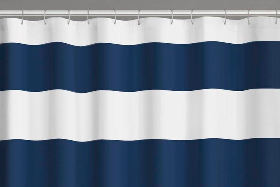 FaFurn Striped Shower Curtain - Navy Blue/White, Polyester