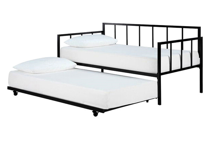 FaFurn - Twin Size Heavy Duty Metal Daybed with Roll-Out Trundle Bed