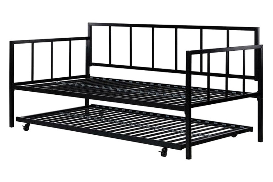 FaFurn - Twin Size Heavy Duty Metal Daybed with Roll-Out Trundle Bed