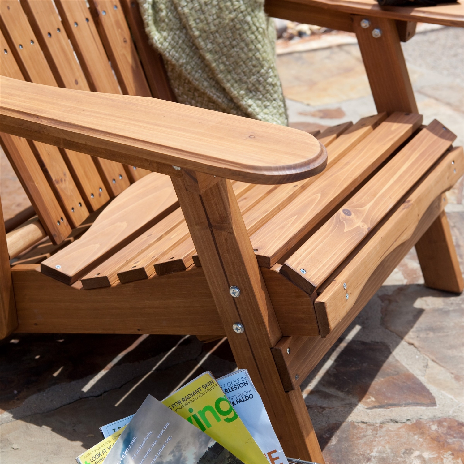 FaFurn - Adirondack Chair with Pull-Out Ottoman in Natural, Wood