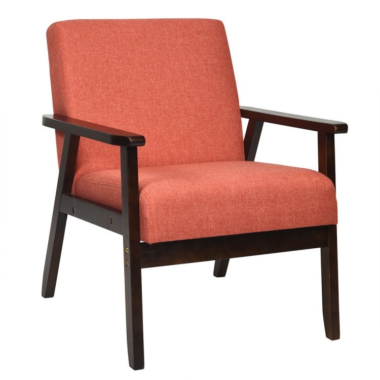 FaFurn - Retro Accent Chair with Espresso Wood Frame