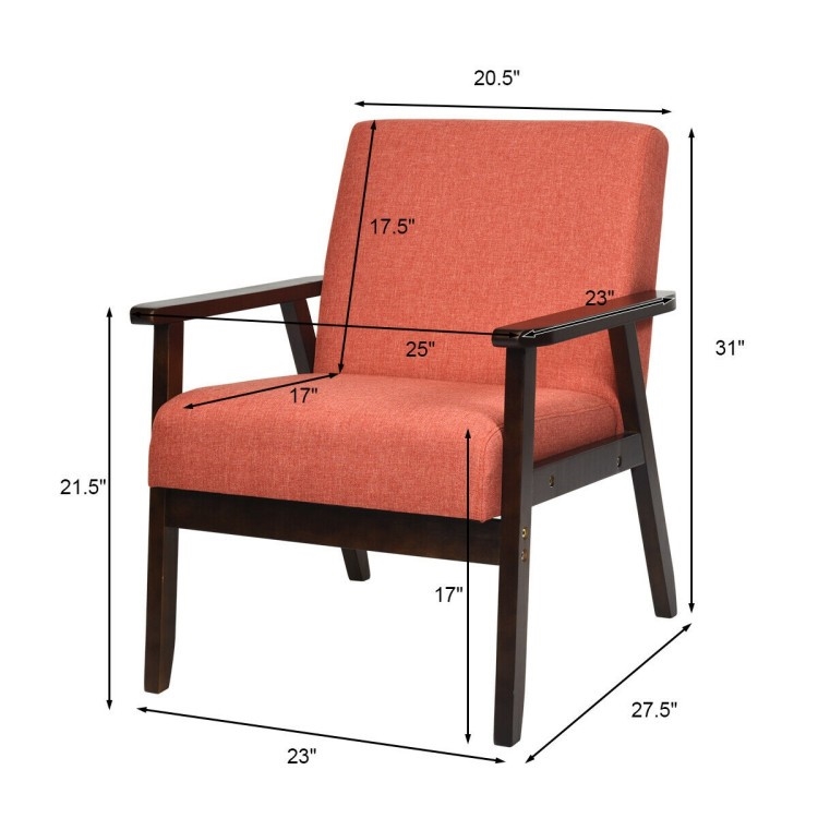 FaFurn Retro Accent Chair with Espresso Wood Frame - Orange