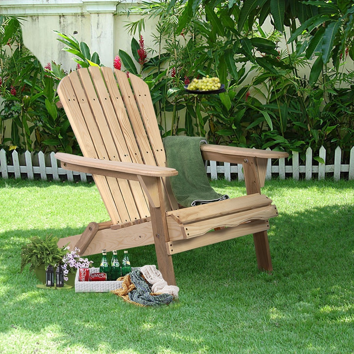 FaFurn - Folding Adirondack Chair in Light Oak, Wood